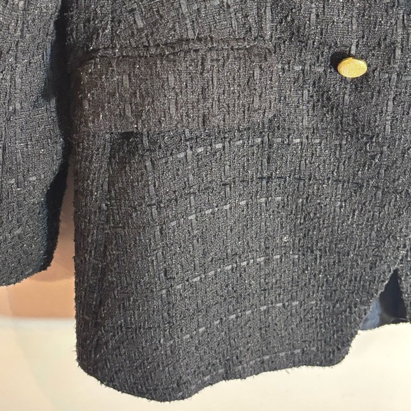 JASON WU Sz L Textured Fabric Double-Breasted Blazer with Gold Toned Buttons - Picture 5 of 13